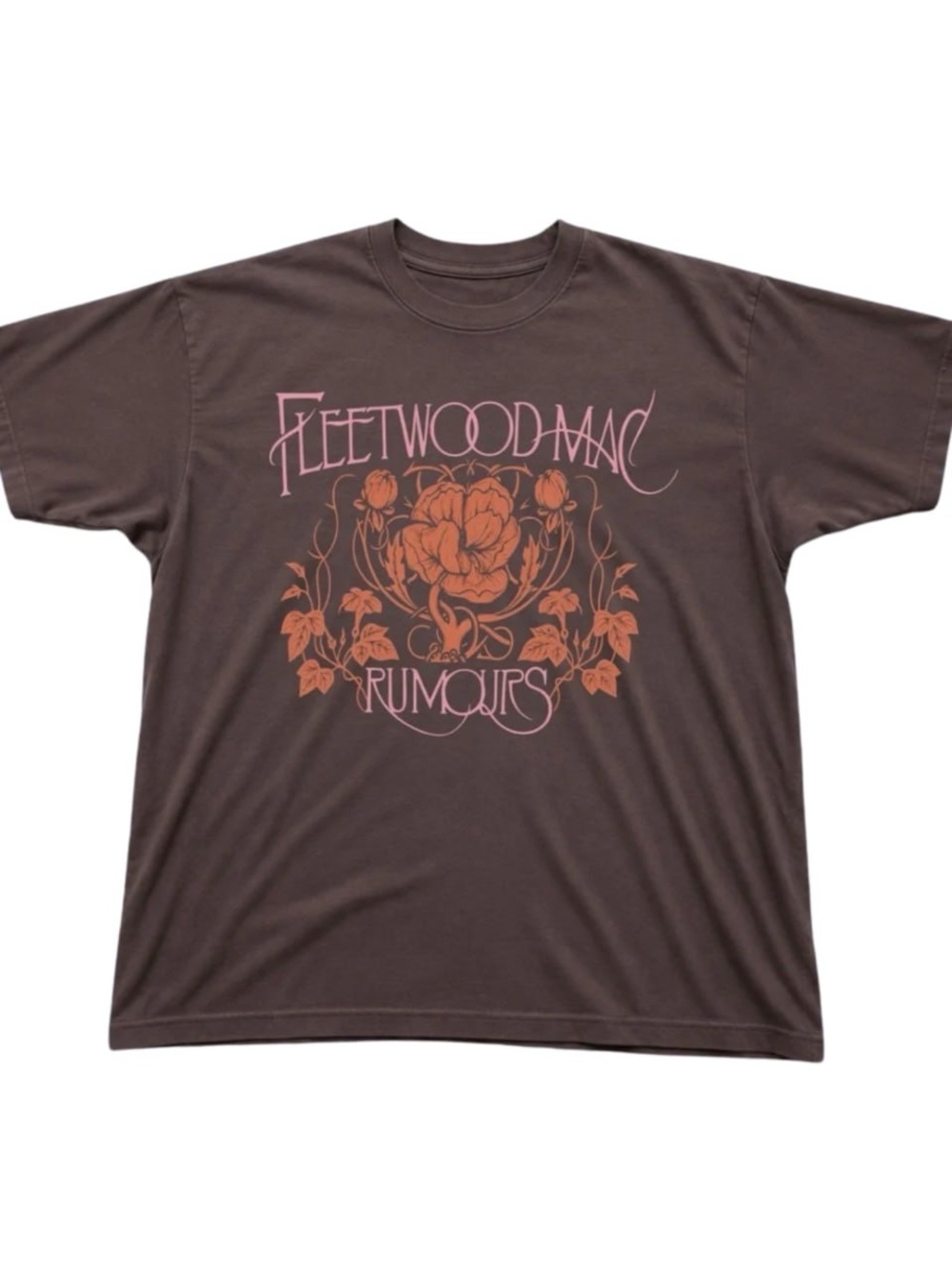 Brown Tee with Pink & Orange Fleetwood Mac Graphic